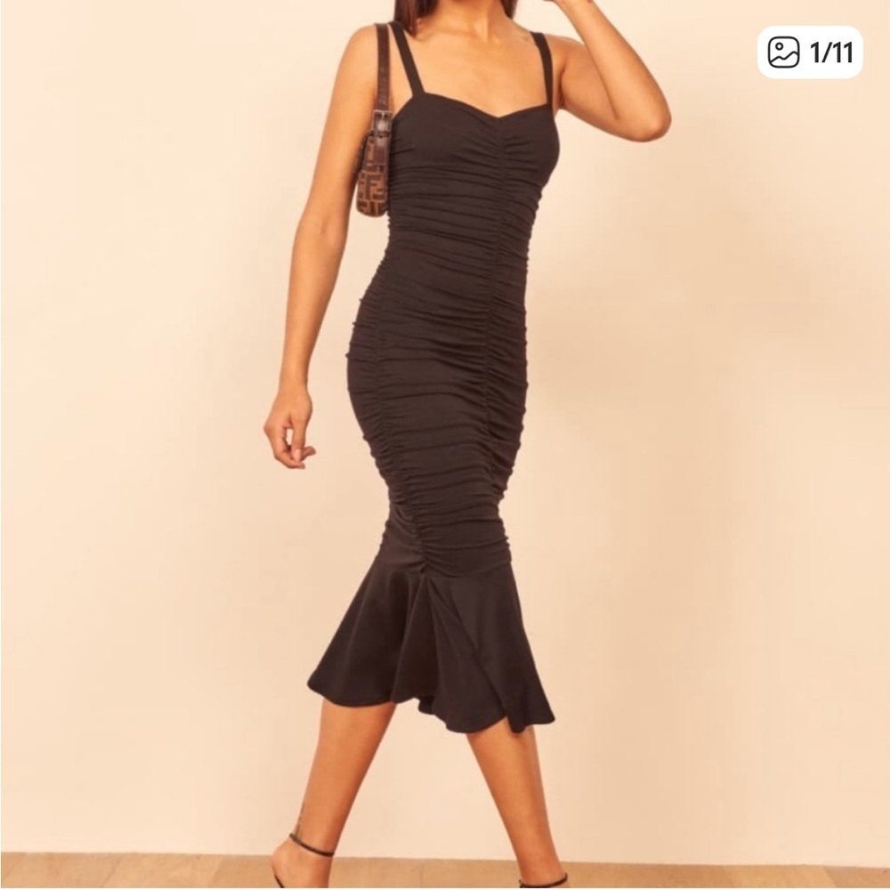 Reformation Ruched Midi Dress